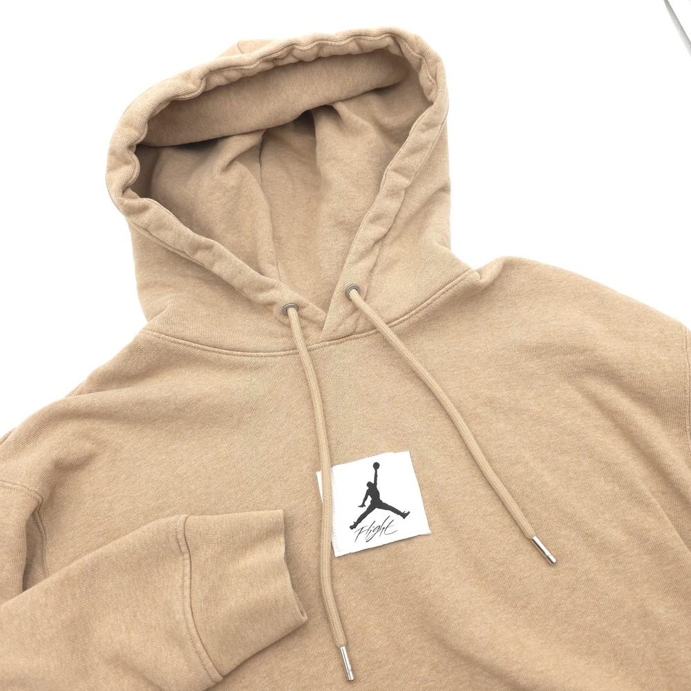 Nike Air Jordan Men's Size M Flight Beige Fleece Logo Pullover Hoodie DQ7338-201
